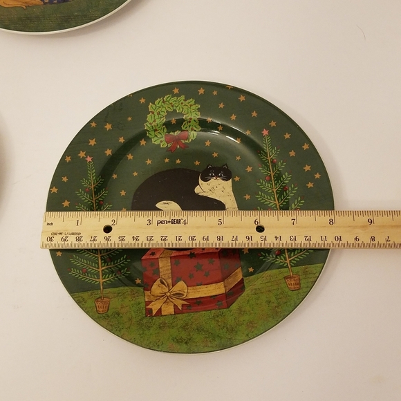 Set of 3 Warren Kimble Holiday Plates Cat Chicken Santa Oneida Sakura - Picture 7 of 9